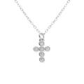 Collier en argent rhodi&eacute; croix d'oxydes blancs sertis - 40+3cm