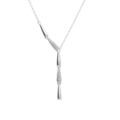 Collier en argent rhodi&eacute; cravate lisse et oxydes blancs sertis - 40+3cm Artemare