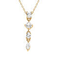 Collier en argent dor&eacute; pendant avec quatre oxydes blancs sertis - 40+3cm Artemare