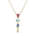 Colliers sur Artemare : Collier en argent dor&eacute; pendant avec quatre oxydes multi couleurs - 40+3cm