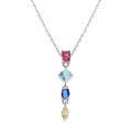 Colliers sur Artemare : Collier en argent rhodi&eacute; pendant quatre oxydes multi couleurs - 40+3cm