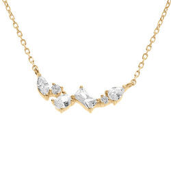 Collier en argent dor&eacute; avec oxydes blancs sertis - 40+3cm
