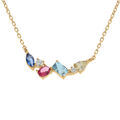 Colliers sur Artemare : Collier argent rhodi&eacute; dor&eacute; avec pendentif compos&eacute; d' oxydes multi couleurs de forme asym&eacute;trique serti - 40+3cm