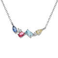 Colliers sur Artemare : Collier argent rhodi&eacute; avec pendentif compos&eacute; d' oxydes multi couleurs de forme asym&eacute;trique serti - 40+3cm