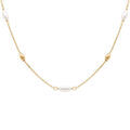 Collier en argent dor&eacute; perle blanche imitation et olives - 38+5cm Artemare