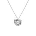 Colliers sur Artemare : Collier en argent rhodi&eacute; fleur 8.2mm avec oxyde taill&eacute; en rose blanc serti - 42+3cm