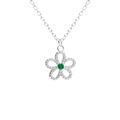 Colliers sur Artemare : Collier en argent rhodi&eacute; pendentif fleur ajour&eacute;e avec oxyde vert central - 39+4cm