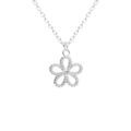 Colliers sur Artemare : Collier en argent rhodi&eacute; pendentif fleur ajour&eacute;e avec oxyde blanc central- 39+4cm