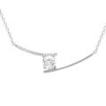 Collier en argent rhodi&eacute; avec pendentif compos&eacute; de deux lignes d&eacute;cal&eacute;es et entre elles un oxyde blanc serti - 40+4cm Artemare
