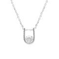Collier en argent rhodi&eacute; pendentif en forme de U avec au centre un oxyde blanc serti clos - 40+4cm
