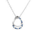 Collier en argent rhodi&eacute; pendentif goutte par&eacute; d'oxydes bleus et blancs sertis - 40+2+2cm Artemare