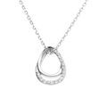 Collier en argent rhodi&eacute; pendentif goutte par&eacute; d'oxydes blancs sertis - 40+2+2cm