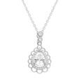 Colliers sur Artemare : Collier en argent rhodi&eacute; goutte oxydes blancs sertis et contour dentel&eacute; - 40+4cm