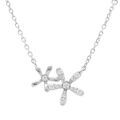 Colliers sur Artemare : Collier en argent rhodi&eacute; double fleur orn&eacute;es d'oxydes blancs sertis - 41+3cm