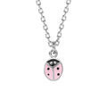 Collier en argent rhodi&eacute; enfant coccinelle r&eacute;sine rose - 36+2cm