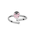 Bagues sur Artemare : Bague enfant en argent rhodi&eacute; aveccoccinelle r&eacute;sine rose - r&eacute;glable du 42 au 46
