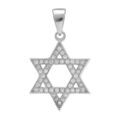 Pendentifs sur Artemare : Pendentif en argent rhodi&eacute; &eacute;toile de David sertie d'oxydes blancs - 14.5mm x 23mm