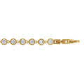 Bracelet en acier dor&eacute; avec oxydes ronds blancs sertis - 17.5 + 1.5cm double fermoir Artemare