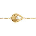 Bracelet en acier dor&eacute; avec goutte orn&eacute; d'un oxyde blanc serti - 16+3cm Artemare