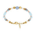 Bracelets sur Artemare : Bracelet en acier dor&eacute; avec boules 4mm verre facet&eacute; perle imitation et s&eacute;l&eacute;nite -16.5+3cm