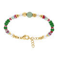 Bracelet en acier dor&eacute; avec boules 4mm verre facet&eacute; perles imitation et aventurine 6mm v&eacute;ritable -16.5+3cm Artemare