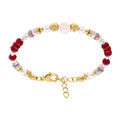 Bracelets sur Artemare : Bracelet en acier dor&eacute; avec boules 4mm verre facet&eacute; perles imitation et quartz 6mm v&eacute;ritable - 16.5+3cm