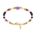 Bracelet en acier dor&eacute; avec boules 4mm verre facet&eacute; perles imitation et am&eacute;thyste 6mm v&eacute;ritable - 16.5+3cmen Artemare