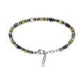 Bracelet en acier avec agates vertes et rondelles h&eacute;matites noires et PVD rose - 18.5+3cm