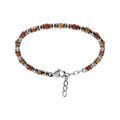 Bracelet en acier avec jaspe rouge et rondelles d'h&eacute;matites noireset PVD rose - 18.5+3cm Artemare
