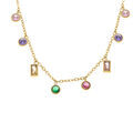 Collier en acier dor&eacute; d'oxydes multi couleurs sertis clos - 40+5cm Artemare