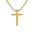 Colliers sur Artemare : Collier en acier dor&eacute; cha&icirc;ne jaseron pendentif croix satin&eacute;e 20 x 12mm - 50cm r&eacute;glable 45cm