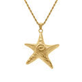 Colliers sur Artemare : Collier en acier dor&eacute; pendentif &eacute;toile de mer - 40+6cm