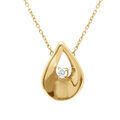 Collier en acier dor&eacute; goutte avec un oxyde blanc serti - 40+5cm
