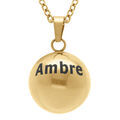Collier en acier dor&eacute; bola de grossesse rond 20mm - 80+10cm