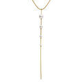 Collier en acier dor&eacute; cravate quatre perles imitation blanche - 42+5cm Artemare