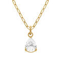 Collier en acier dor&eacute; goutte d'oxyde blanc - 40+5cm