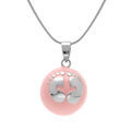 Collier en acier bola de grossesse rond 21mm r&eacute;sine rose et motif pied - 90+20cm Artemare