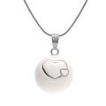 Collier en acier bola de grossesse rond 21mm r&eacute;sine blanche et coeurs -90+20cm Artemare