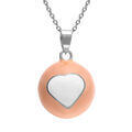 Collier en acier bola de grossesse rond 21mm r&eacute;sine rose et coeur blanc - 90+20cm