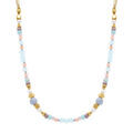 Collier en acier dor&eacute; boules 4mm verre facet&eacute; perle imitation et s&eacute;l&eacute;nite - 40+10cm Artemare