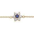 Bracelet en vermeil marguerite avec oxyde central bleu fonc&eacute; et contour blancs sertis - 16.5+2cm Artemare