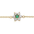 Bracelet en vermeil pendentif marguerite avec oxyde vert central et contour d'oxydes blancs sertis - 16.5+2cm Artemare