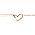 Bracelet en vermeil double cha&icirc;ne avec coeur par&eacute; d"oxydes blancs sertis - 16+3cm