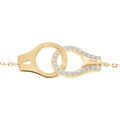Bracelet en vermeil massif menottes dont ue orn&eacute;e d'oxydes blancs -16+3cm Artemare
