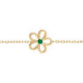 Bracelet en vermeil fleur ajour&eacute;e avec oxyde vert - 15+3cm