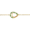 Bracelet en vermeil goutte avec oxydes verts vet blancs sertis -15+3cm