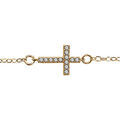 Bracelet en vermeil motif croix couch&eacute;e avec oxydes blancs micro sertis -16+2cm