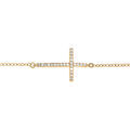 Bracelet en vermeil grande croix couch&eacute;e orn&eacute;e d'oxydes micro sertis -16+2cm