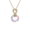 Collier en vermeil pendentif cercle verre facet&eacute; blanc et volute oxydes blancs sertis - 44cm r&eacute;glable 42 et 40