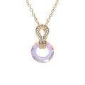 Collier en vermeil pendentif cercle verre facet&eacute; blanc et volute oxydes blancs sertis - 44cm r&eacute;glable 42 et 40 Artemare